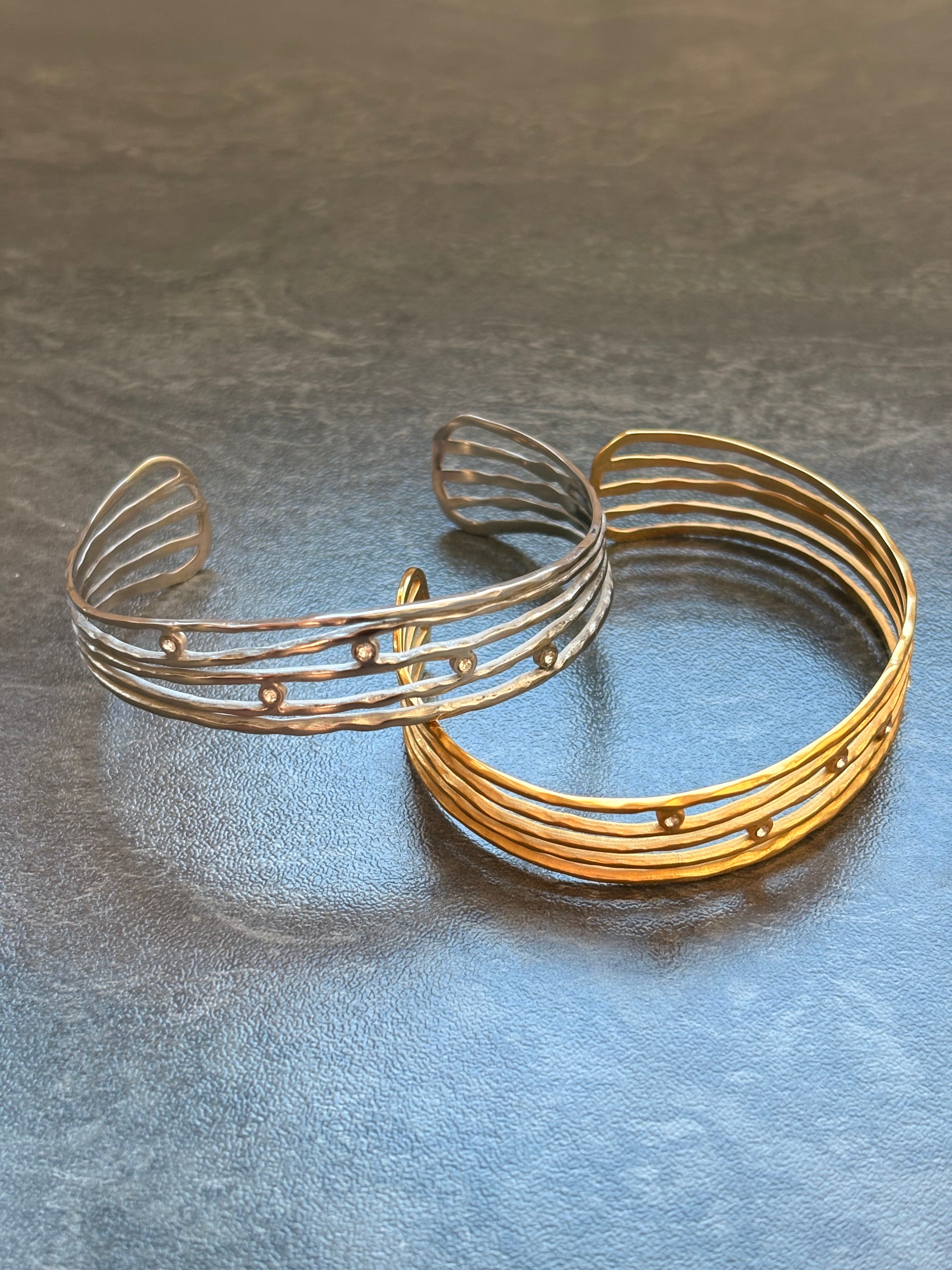 Bracelet Jonc Argenté Multi-Rangs à Strass – Acier Inoxydable