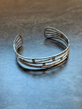 Bracelet Jonc Argenté Multi-Rangs à Strass – Acier Inoxydable