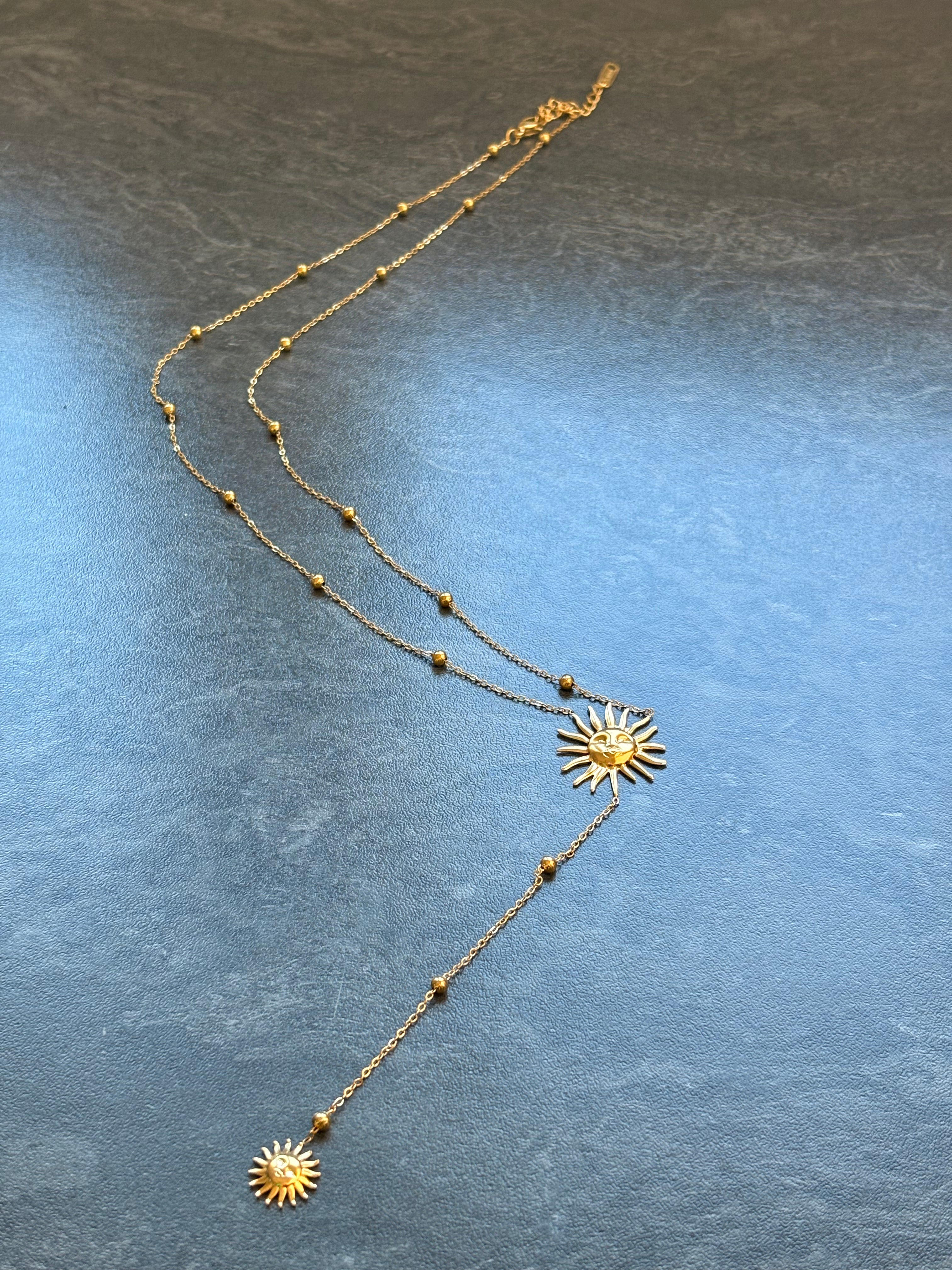 Sautoir Soleil Doré – Acier Inoxydable
